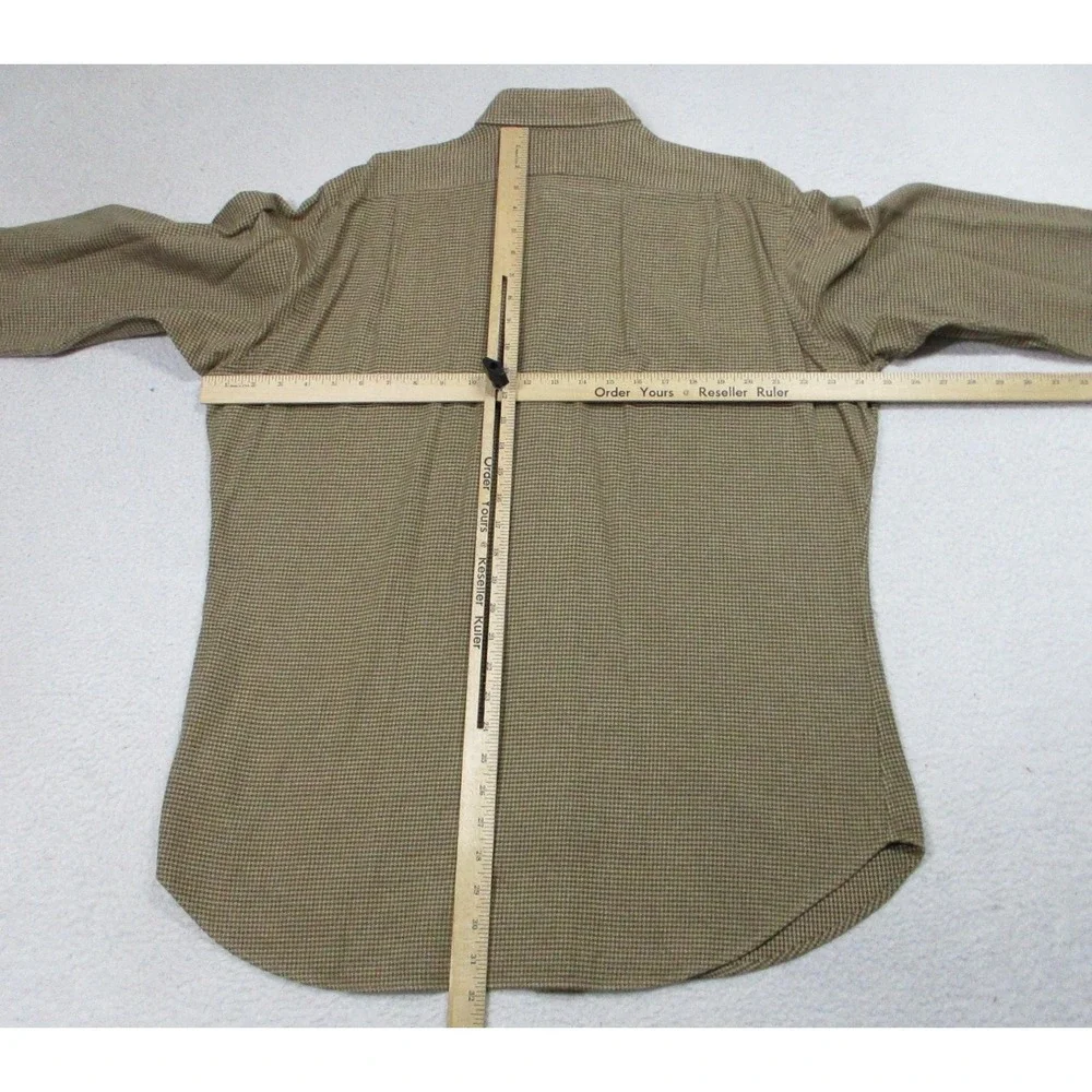 Polo Ralph Lauren Shirt Mens Large Brown Curham Sport Houndstooth Cotton‎ Casual